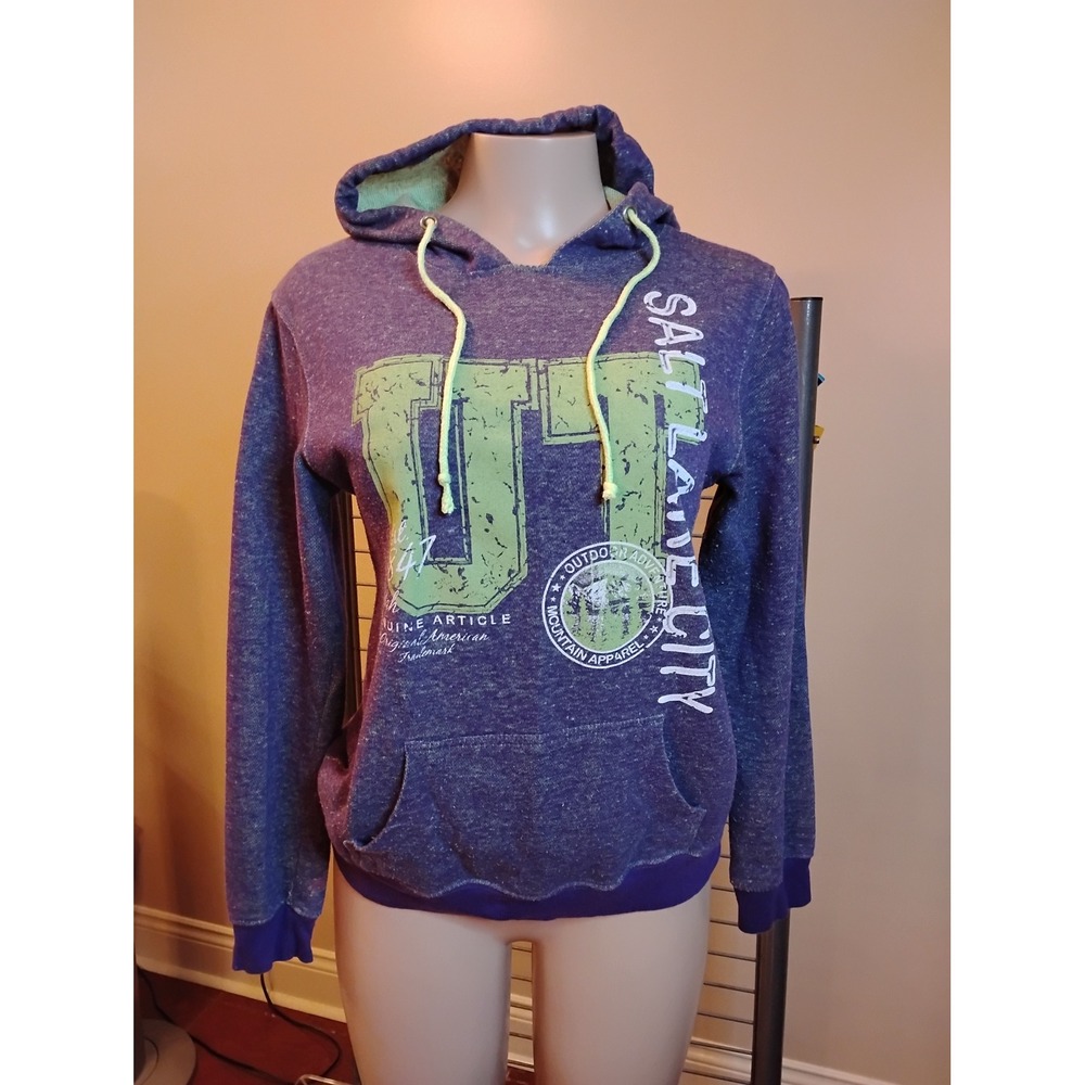 Salt Creek Apparel Salt Lake City Graphic Hoodie Purple Heathered Pullover L